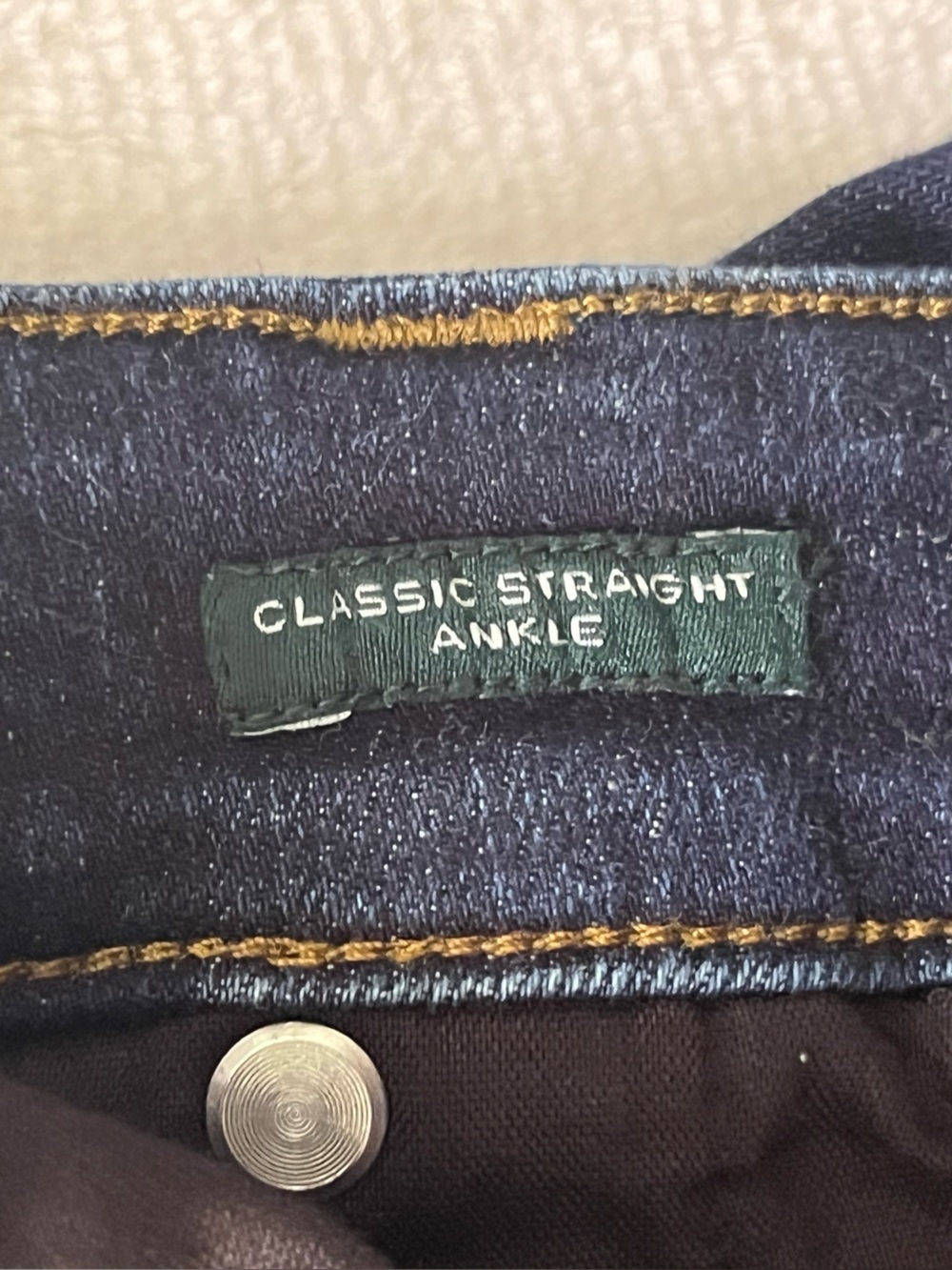 LRL Classic Straight Ankle Jeans Women's Size 12 Dark Wash Embroidered Hem Denim - Picture 4 of 11